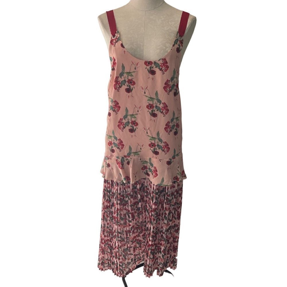 Mother of Pearl Womens Maxi Dress Size 4 Pink Sleeveless Silk Drop Waist Floral